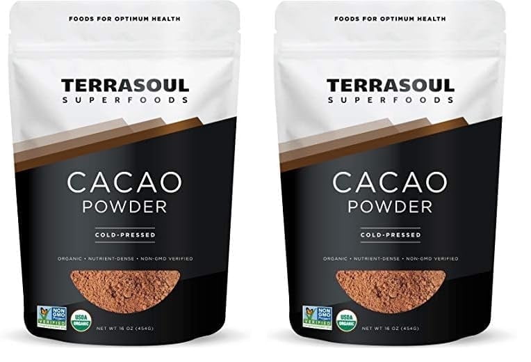 Terrasoul Superfoods Organic Raw Cacao Powder, 2 Lbs (1 Lb 2-Pack) - Rich Chocolate Goodness for Baking, Smoothies, and Blissful Hot Cocoa