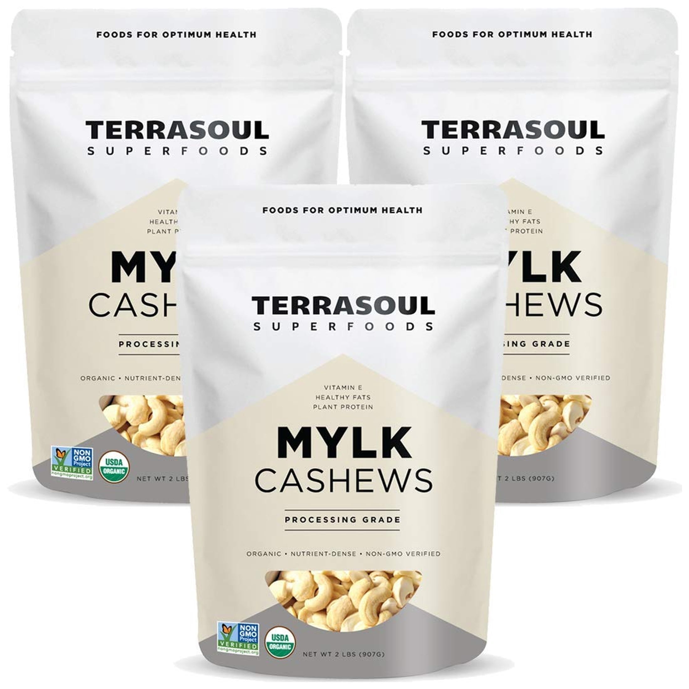 Terrasoul Superfoods Organic Raw Cashews (Mylk Grade), 6 Lbs (2 Lbs 3-Pack) - Great for Snacking, Desserts, Cashew Milk and Nut Butter Making