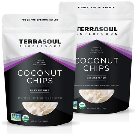 Terrasoul Superfoods Organic Raw Coconut Chips, 1.5 Lb (12 Oz 2-Pack)