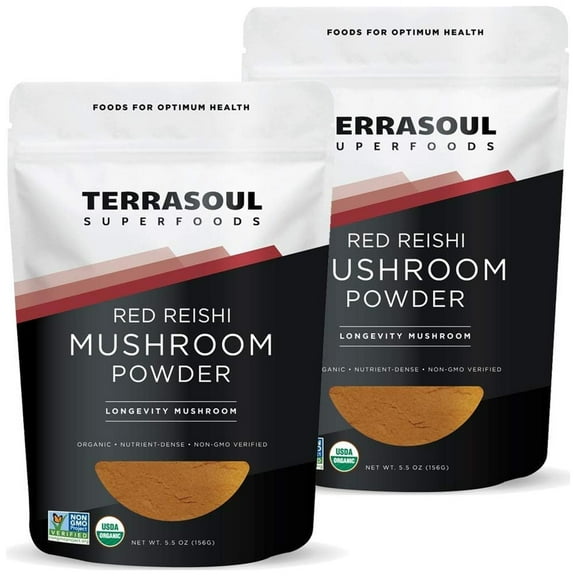 Terrasoul Superfoods Organic Reishi Mushroom Powder (4:1 Extract), 11 Oz (5.5 Oz 2-Pack) - Immune Boosting | Coffee Enhancer | Deeper Sleep