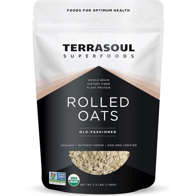 Terrasoul Superfoods Organic Rolled Oats, 2.5 lbs - Gluten-Free | Old-Fashioned | Whole Grain