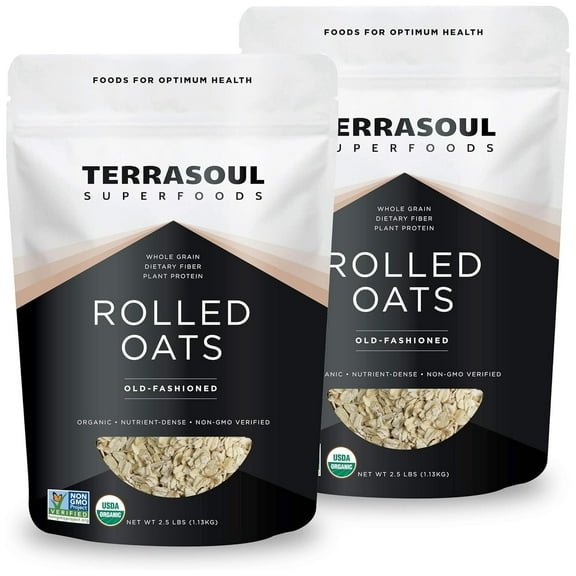 Terrasoul Superfoods Organic Rolled Oats, 5 lbs (2.5 Lb 2-Pack) - Gluten-Free | Old-Fashioned | Whole Grain