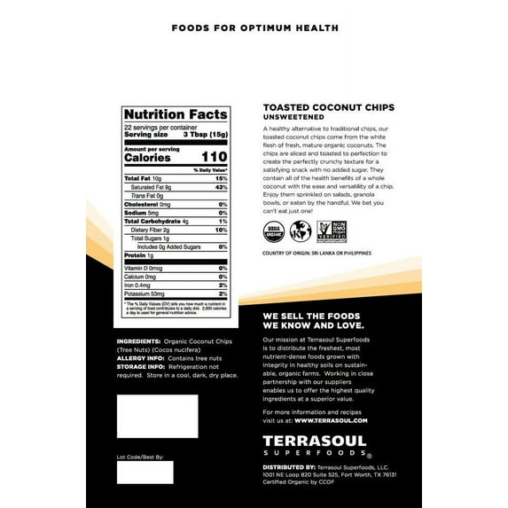 Terrasoul Superfoods Organic SCH4 Toasted Coconut Chips, 1.5 Lbs - Unsweetened | Unsalted | Perfectly Toasted Coconut