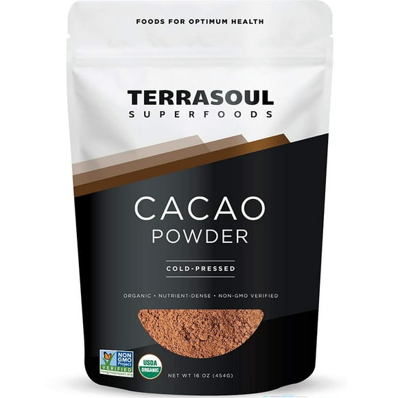 Terrasoul Superfoods Organic Raw Cacao Powder, 1 Lb - Rich Chocolate Goodness for Baking, Smoothies, and Blissful Hot Cocoa