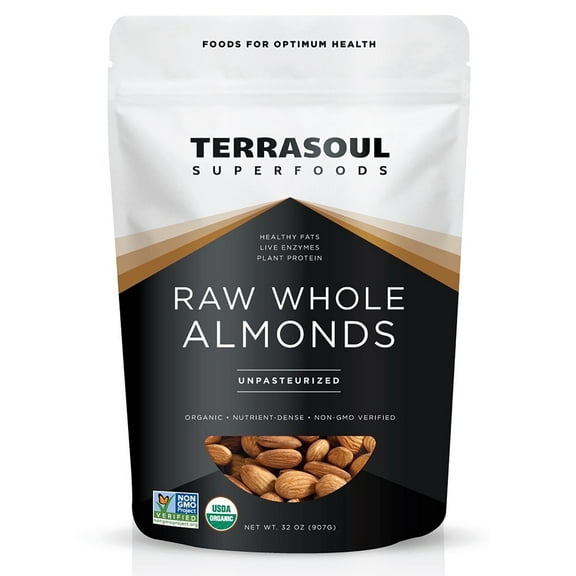 Terrasoul Superfoods Organic Raw Unpasteurized Almonds (Sproutable), 2 lbs