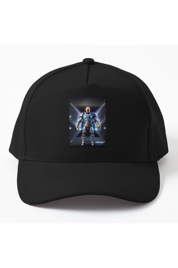 Terratron Cyborg Baseball Hat, Futuristic Robot Warrior Art, Science Fiction Cap