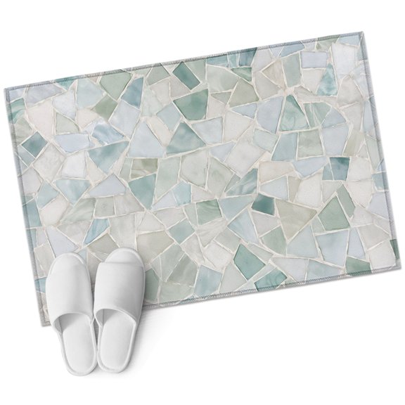 Terrazzo Background Rectangle Area Rug 2x3ft Modern Abstract Teal Blue Lines Checkered Washable Rugs for Living Room, Non Slip Soft Carpet for Bedroom Entryway Dining Room