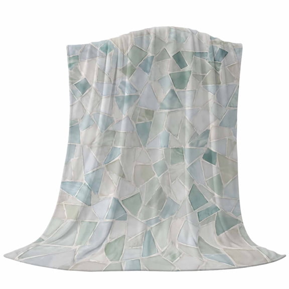 Terrazzo Background Throw Flannel Blanket Modern Abstract Teal Blue Lines Checkered Super Soft Cozy Bed Blanket, Lightweight Plush Fuzzy Bed Throw for Bedroom Sofa Couch Living Room 30x40in