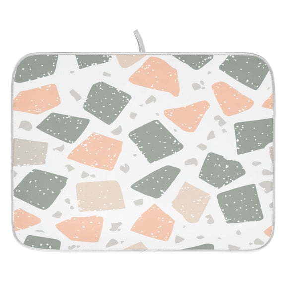 Terrazzo Floor Pattern Dish Drying Mat for Kitchen, Quick Drying Absorbent Soft Durable 16" x 18"