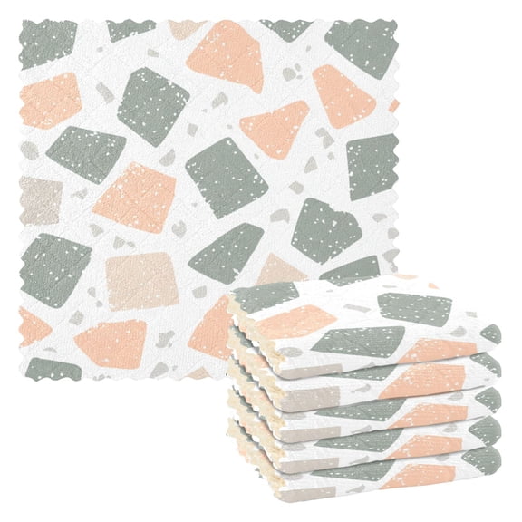 Terrazzo Floor Pattern Dish Towels 6 Pack Kitchen Cleaning Dish Cloths Absorbent Reuseable Cleaning Cloths 11'' x 11''