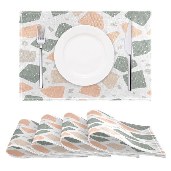 Terrazzo Floor Pattern Reversible Placemat Non Slip Coffee Mat 18x12 Inch for Dining, Kitchen, Coffee