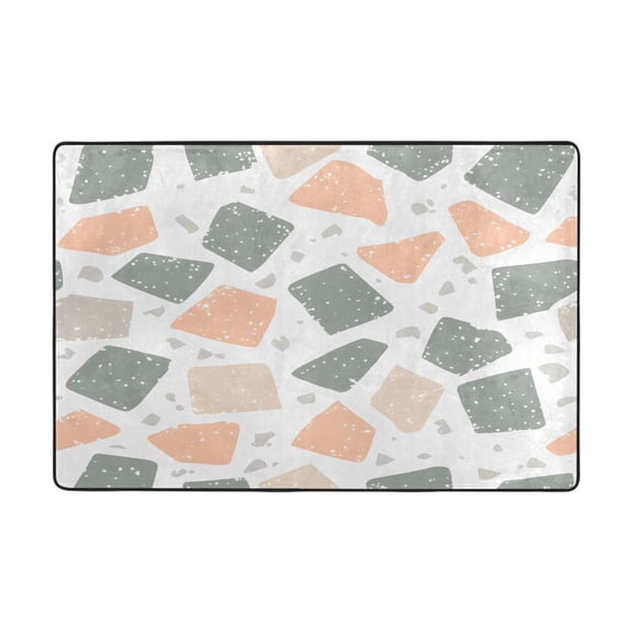 Terrazzo Floor Pattern Rug 72x48in Memory Foam Absorbent Non Slip Plush for Living Room Office Bedroom