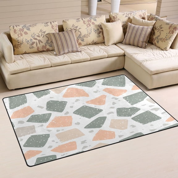 Terrazzo Floor Pattern Soft Polyester Area Rug 31''x20'', Non Slip, Memory Foam, Water Absorbent