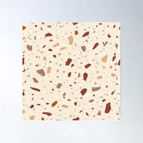 Terrazzo Stone Pattern (Oxford Maroon) Poster Wall Art, Modern Wall Decor For Living Room Bedroom, 24x24 UNFRAMED