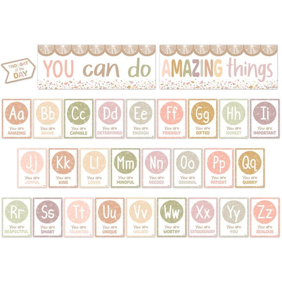 Teacher Created Resources Terrazzo Tones Alphabet Affirmations Bulletin Board Set, 29 Pieces