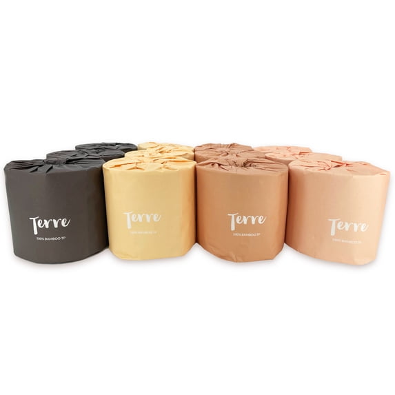 Terre Bamboo Premium Toilet Paper, 4-Ply, Unbleached, 12 Rolls, FSC-Certified, Tree-Free, Septic Safe, Plastic-Free Packaging, Eco-Friendly, Plant Based, Compostable, Sustainable