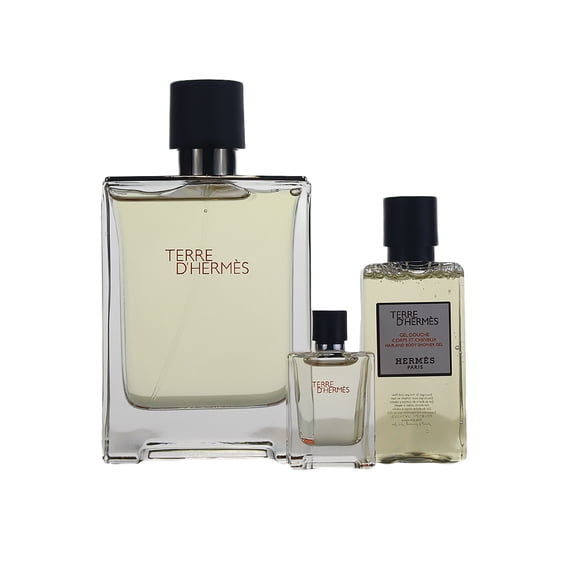 Terre D' Hermes 3 Pc. Gift Set ( S/g 1.35 Oz + Edt 3.4 Oz + Edt 0.17 Oz) for Men by Hermes