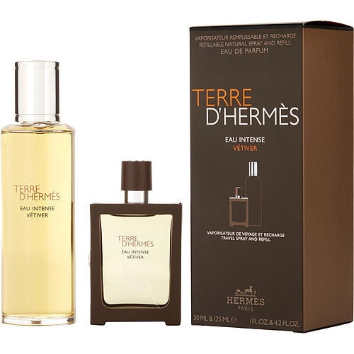 Terre D'Hermes Eau Intense Vetiver By Hermes Eau De Parfum Spray 1 Oz & Eau De Parfum Refill 4.2 Oz For Men