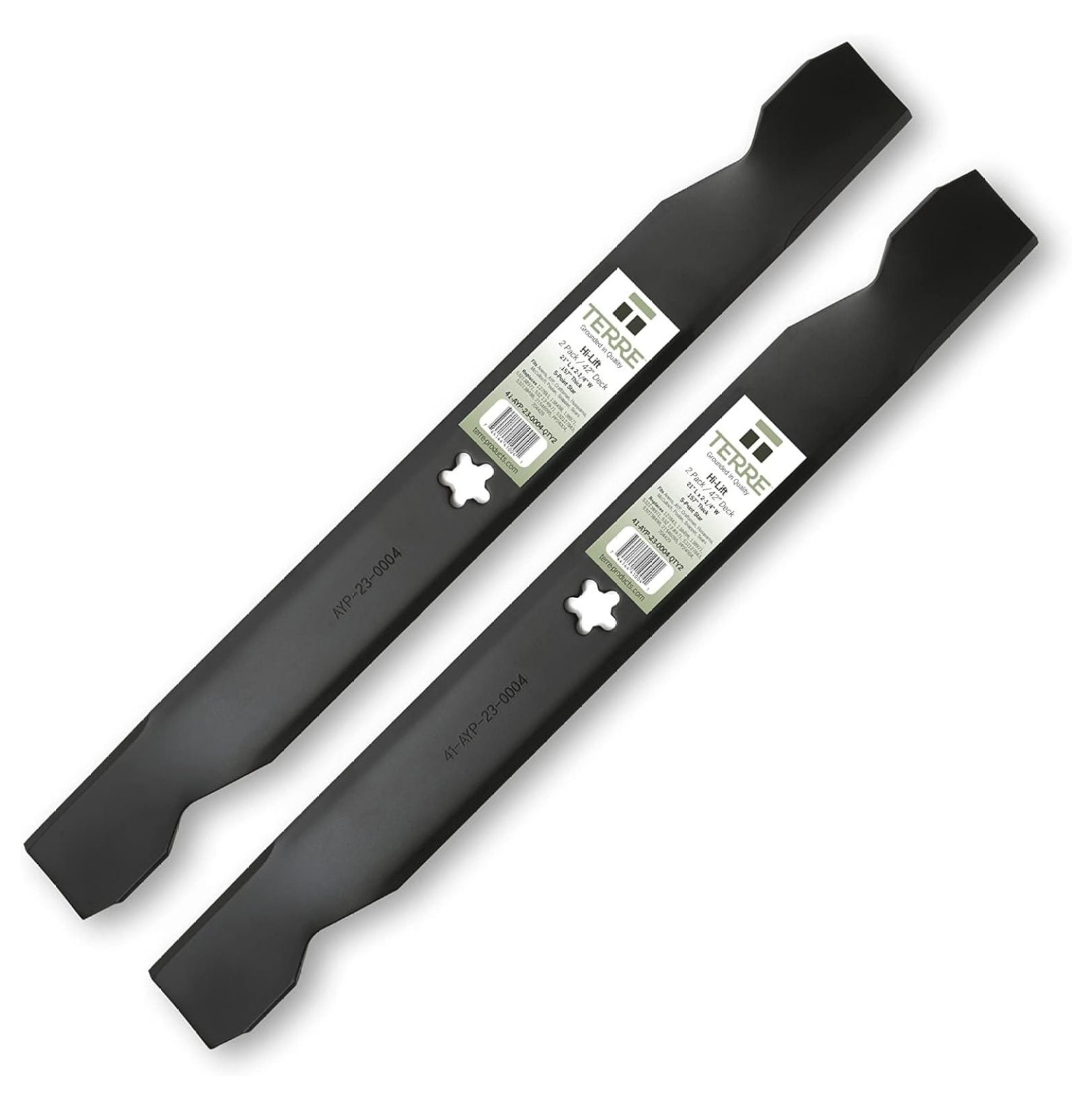 Terre Products, 2 Pack High Lift Lawn Mower Blades, 42 Inch Deck, Compatible with LT1000, Ariens, , Poulan, Snapper, Sears, Replacement for 138971, 134149, 138498, 532138971