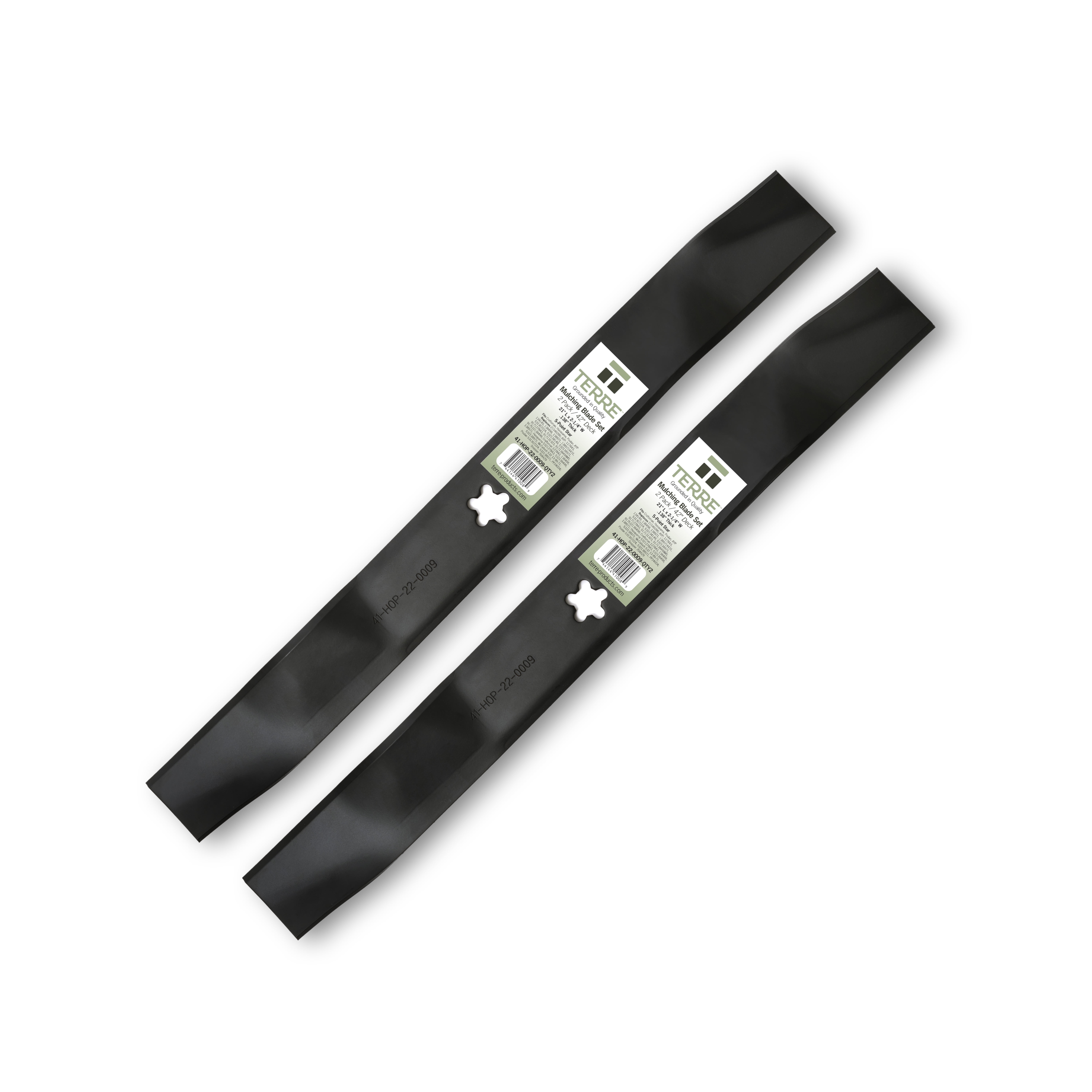 Terre Products Mulching Lawn Mower Blades, 42 Inch deck, for Ariens, Craftsman, Husqvarna, Poulan