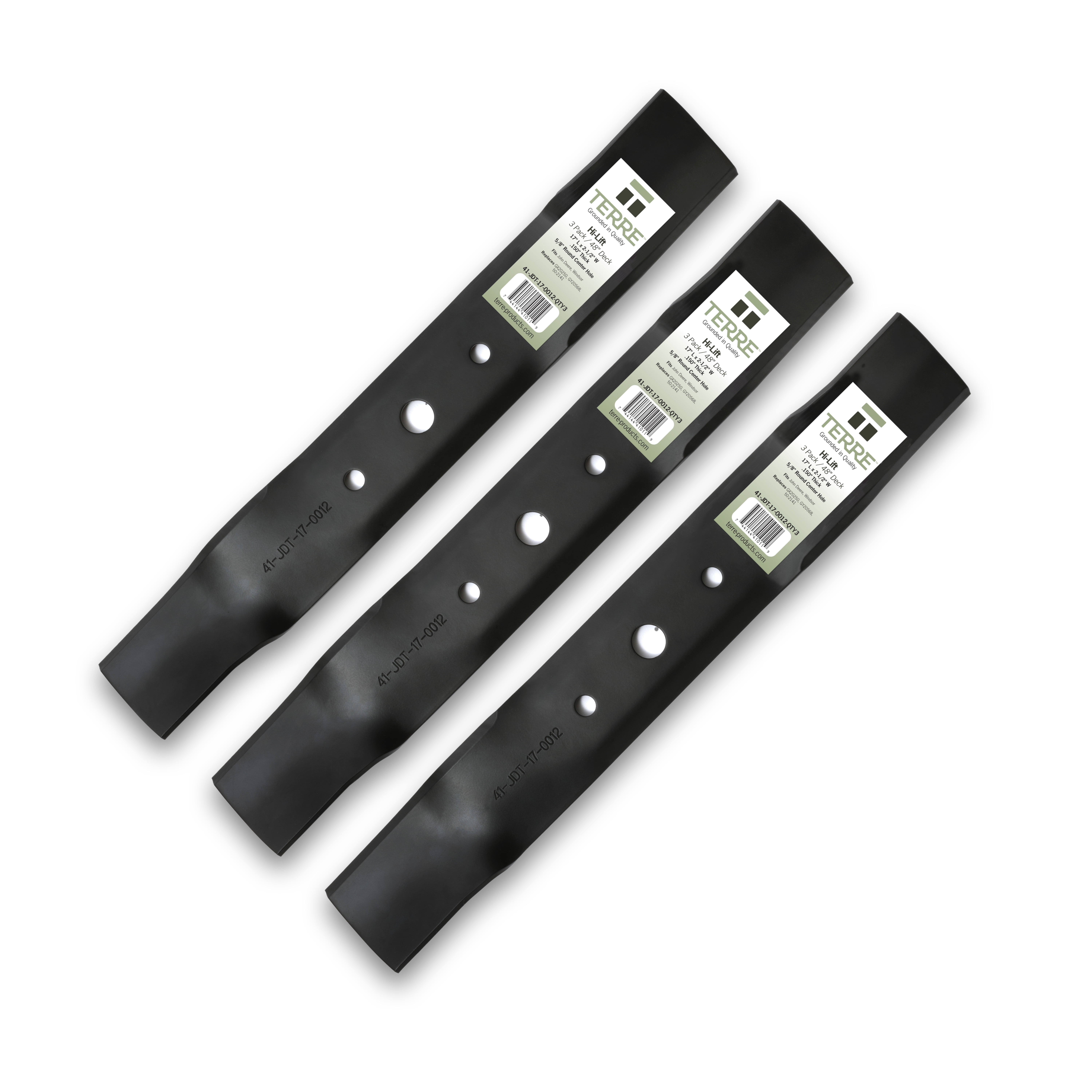 Terre 48 Inch Hi Lift Lawn Mower Blades for John Deere, Sabre, Scott's