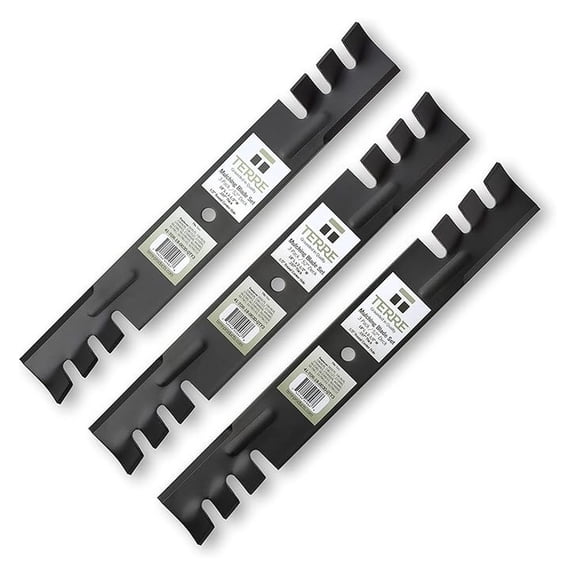Terre Products, 3 Pack Toothed Mulching Lawn Mower Blades, 52 Inch Deck, Compatible with Toro TimeCutter, Toro Groundmaster, Replacement for 27-0990, 56-2390, 562390-03, 92-7961, 106-0626, 108-1127