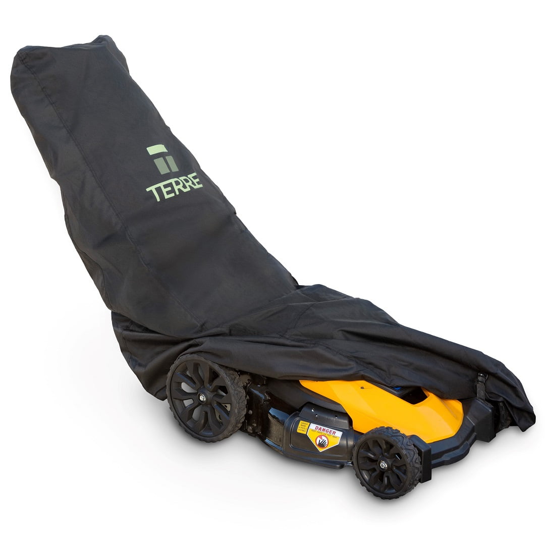 Heavy Duty Black Waterproof Lawn Mower Cover with Drawstring