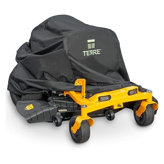 Terre Products ZeroTurn Gas and Battery Powered Lawn Mower Covers Waterproof Heavy Duty Fits Up to 60 Mower Decks, 600D Polyester UV and Water Resistant, Windproof Buckle Strapping Designed