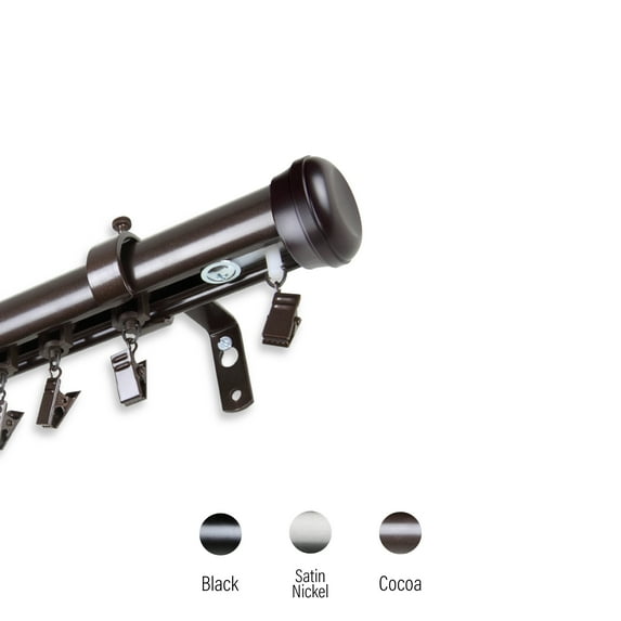 1" Dia Adjustable 86" to 120" Tobias Traverse Rod with Rings - Cocoa