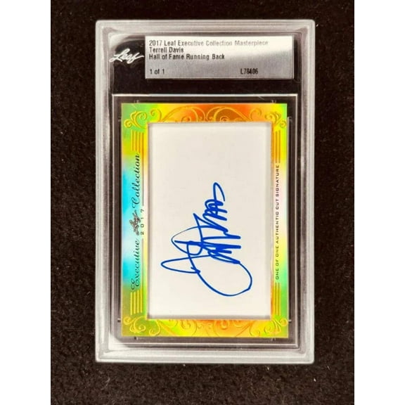 Terrell Davis 2017 Leaf Masterpiece Cut Signature Certified Autograph Card 1/1 JSA Broncos
