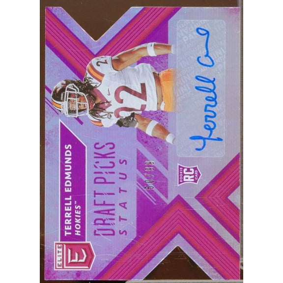 Terrell Edmunds/99 2018 Elite Draft Picks Autographs Status Die Cut Purple #235