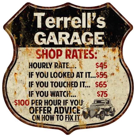 Terrell's Garage Shop Rates Sign Gift 8x12 Metal Sign 211110019474