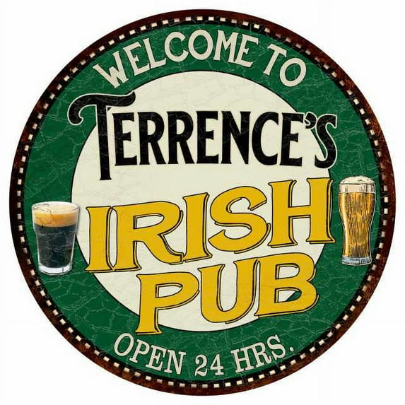 Terrence's Irish Pub 12" Round Metal Sign Kitchen Bar Wall Décor 200120036486