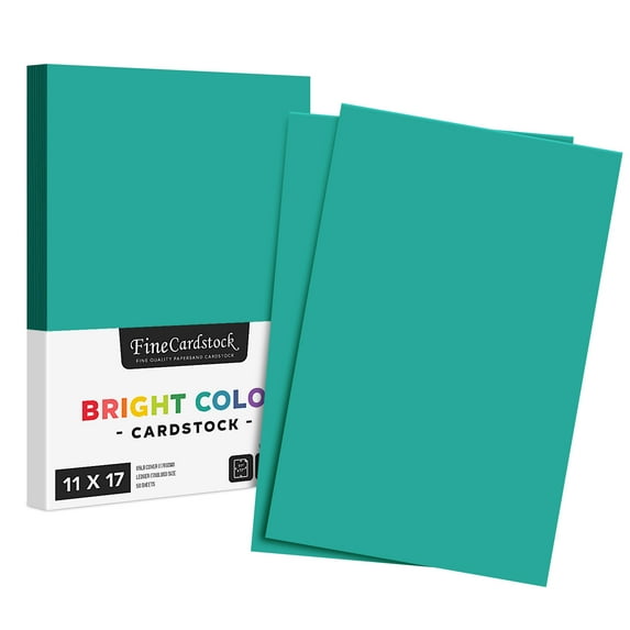 Premium Color Card Stock Paper - 65 Lb Cover Cardstock - 50 Sheets per Pack (11 x 17, Teal)