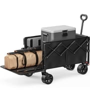 Goosiay 390lb Heavy Duty Collapsible Folding Wagon Cart with Extended Tailgate and All-Terrain Wheels for Camping, Garden, Outdoor, Black