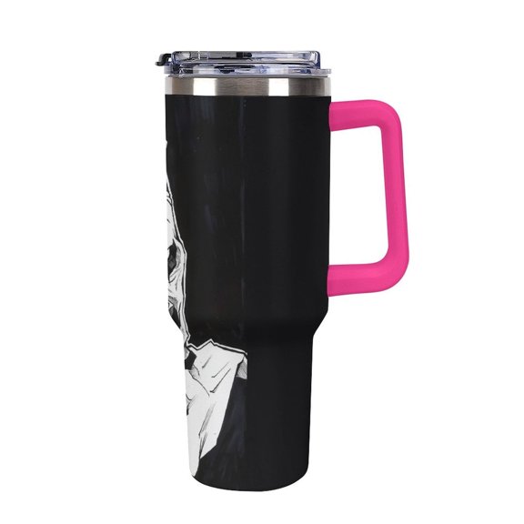 Terri-fier 40 Oz Car Cup Stainless Steel Tumbler with Handle, Lid, And Straw, Reusable Large Capacity Car Cup