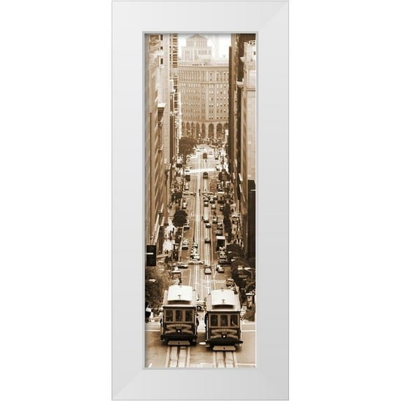 Terrible, Aurelien 11x24 White Modern Wood Framed Museum Art Print Titled - Two Cable Cars