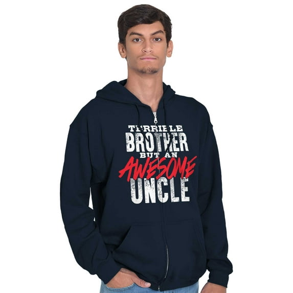 Terrible Brother Awesome Uncle Men's Big & Tall Graphic Zip Up Hoodie Brisco Brands 2X