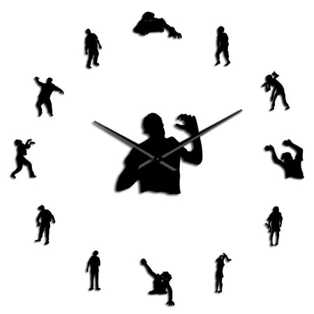 Terrible Zombies Decorative DIY Wall Clock Gift For Zombie Game Lover Wall Stickers Clock Watch For Living Room Haunted House(Black,27inch)