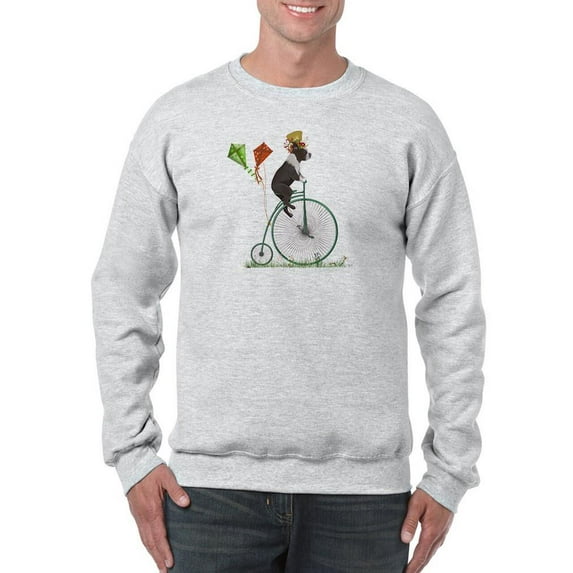 Terrier On Penny Farthing. Sweatshirt Men -Fab Funky Designs, Male 3X-Large