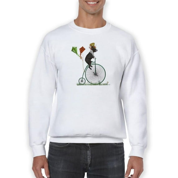 Terrier On Penny Farthing. Sweatshirt Men -Fab Funky Designs, Male 5X-Large