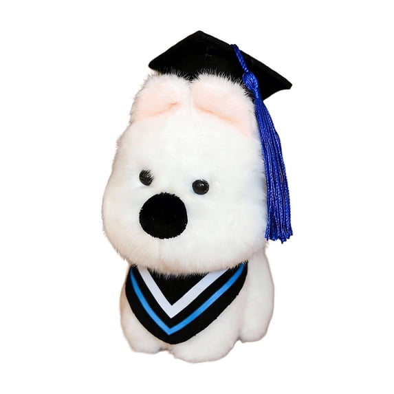 Terrier Plush Keychain Doll, Soft Stuffed Animal Pendant Accessory, Graduation Souvenir Decorative Charm, Lightweight Portable Plush Keyring For Bag Backpack Ornament Gift