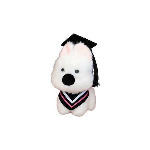 Terrier Plush Keychain Doll, Soft Stuffed Animal Pendant Accessory, Graduation Souvenir Decorative Charm, Lightweight Portable Plush Keyring For Bag Backpack Ornament Gift
