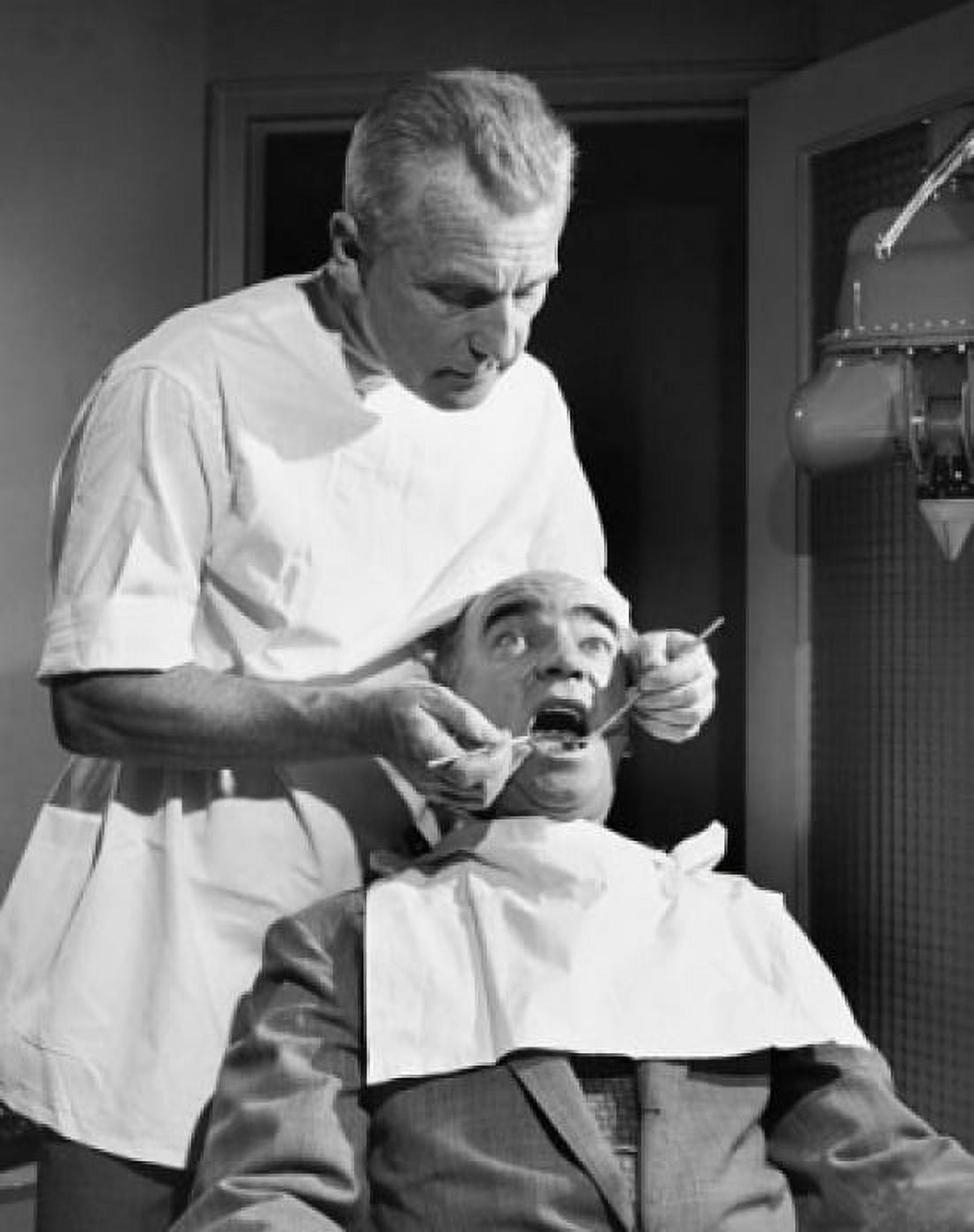 Terrified patient getting treatment from a dentist Canvas Art - (18 x 24)