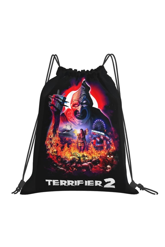 Terrifier 2 Drawstring Backpack Sackpack String Bag Cinch Water Resistant Bag for Gym Sport Yoga