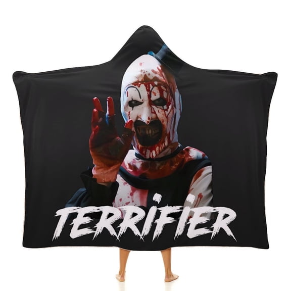 Terrifier 2 Hooded Blanket Cape Wrap Soft Wearable Blanket Hooded Throw Poncho Robe Cloak 40"x50"