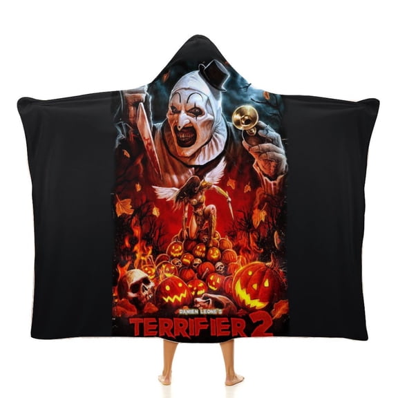 Terrifier 2 Hooded Blanket Cape Wrap Soft Wearable Blanket Hooded Throw Poncho Robe Cloak 60"x80"