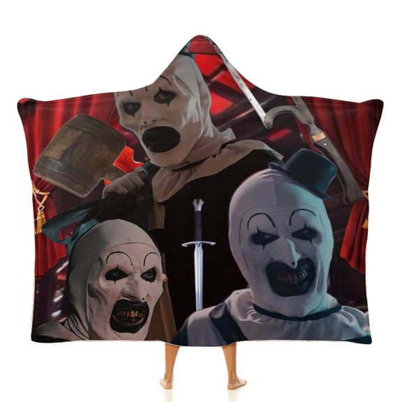 Terrifier 2 Hooded Blanket Cape Wrap Soft Wearable Blanket Hooded Throw Poncho Robe Cloak 60"x80"