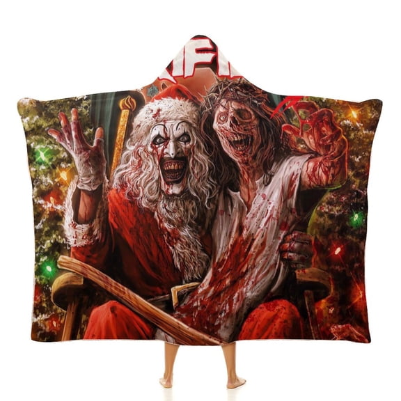 Terrifier 3 Hooded Blanket Cape Wrap Soft Wearable Blanket Hooded Throw Poncho Robe Cloak 40"x50"