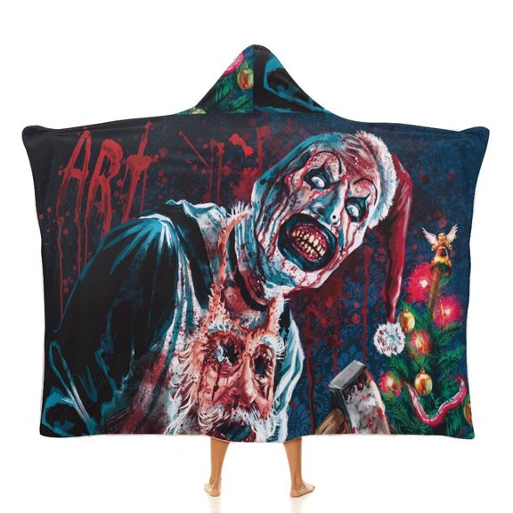 Terrifier 3 Hooded Blanket Cape Wrap Soft Wearable Blanket Hooded Throw Poncho Robe Cloak 40"x50"